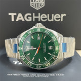 Tag Heuer Formula 1 Men’s Quartz Swiss Made Silver Stainless Steel Green Dial 43mm Watch WAZ1017.BA0842