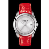 Tissot Couturier Lady Silver Dial Red Leather Strap Watch for Women - T035.210.16.031.01