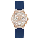 Guess Moonlight Diamonds White Dial Blue Rubber Strap Watch for Women - GW0257L3