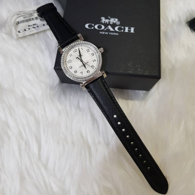 Coach Madison White Dial Black Leather Strap Watch for Women - 14502399