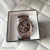 Michael Kors Bradshaw Chronograph Brown Dial Brown Steel Strap Watch For Women - MK6247