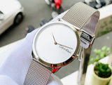 Calvin Klein Minimal SIlver Dial Silver Mesh Bracelet Watch for Women - K3M221Y6