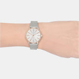 Armani Exchange Lola Analog White Dial Silver Mesh Strap Watch For Women - AX5537