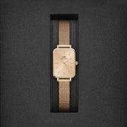 Daniel Wellington Quadro Unitone Rose Gold Dial Rose Gold Mesh Strap Watch For Women - DW00100484