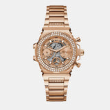 Guess Fusion Chronograph Rose Gold Dial Rose Gold Steel Strap Watch for Women - GW0552L3