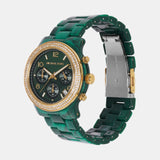 Michael Kors Runway Chronograph Green Dial Green Steel Strap Watch for Women - MK7422