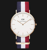 Daniel Wellington Classic Cambridge White Dial Two Tone Nylon Strap Watch For Men - DW00100003