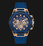 Guess Matrix Multifunction Blue Dial Blue Rubber Strap Watch for Men - GW0423G4