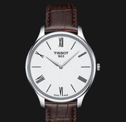Tissot T Classic Tradition 5.5 Quartz White Dial Brown Leather Strap Watch For Men - T063.409.16.018.00