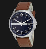 Armani Exchange Hampton Chronograph Blue Dial Brown Leather Strap Watch For Men - AX2133