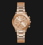 Guess Cosmic Chronograph Rose Gold Dial Rose Gold Steel Strap Watch for Women - GW0465L2