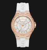 Michael Kors Lennox Three-Hand Crystals Dial White Silicone Strap Watch For Women - MK7248