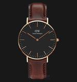 Daniel Wellington Classic Bristol Black Dial Brown Leather Strap Watch for Men - DW00100137