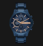 Armani Exchange Hampton Chronograph Blue Dial Blue Steel Strap Watch For Men - AX2430