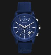Armani Exchange Outerbanks Chronograph Blue Dial Blue Silicone Strap Watch For Men - AX1327
