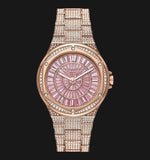 Michael Kors Lennox Three Hand Crystals Rose Gold Dial Rose Gold Steel Strap Watch For Women - MK6992