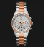 Guess Mini Spectrum Quartz Silver Dial Two Tone Steel Strap Watch For Women - W0122L1