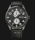 Hugo Boss Aeroliner Maxx Quartz Black Dial Black Nylon Strap Watch For Men - HB1513086