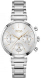 Hugo Boss Flawless Chronograph Silver Dial Silver Steel Strap Watch for Women - 1502530