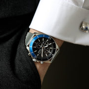 Hugo Boss Ocean Edition Chronograph Black Dial Silver Mesh Strap Watch for Men - 1513742