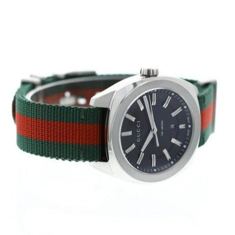 Gucci GG2570 Quartz Black Dial Green & Red Nylon Strap Watch For