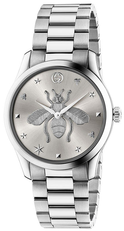 Gucci G Timeless Silver Dial Silver Steel Strap Watch For Women Gucci G Timeless Silver Dial Silver Steel Strap Watch For Women