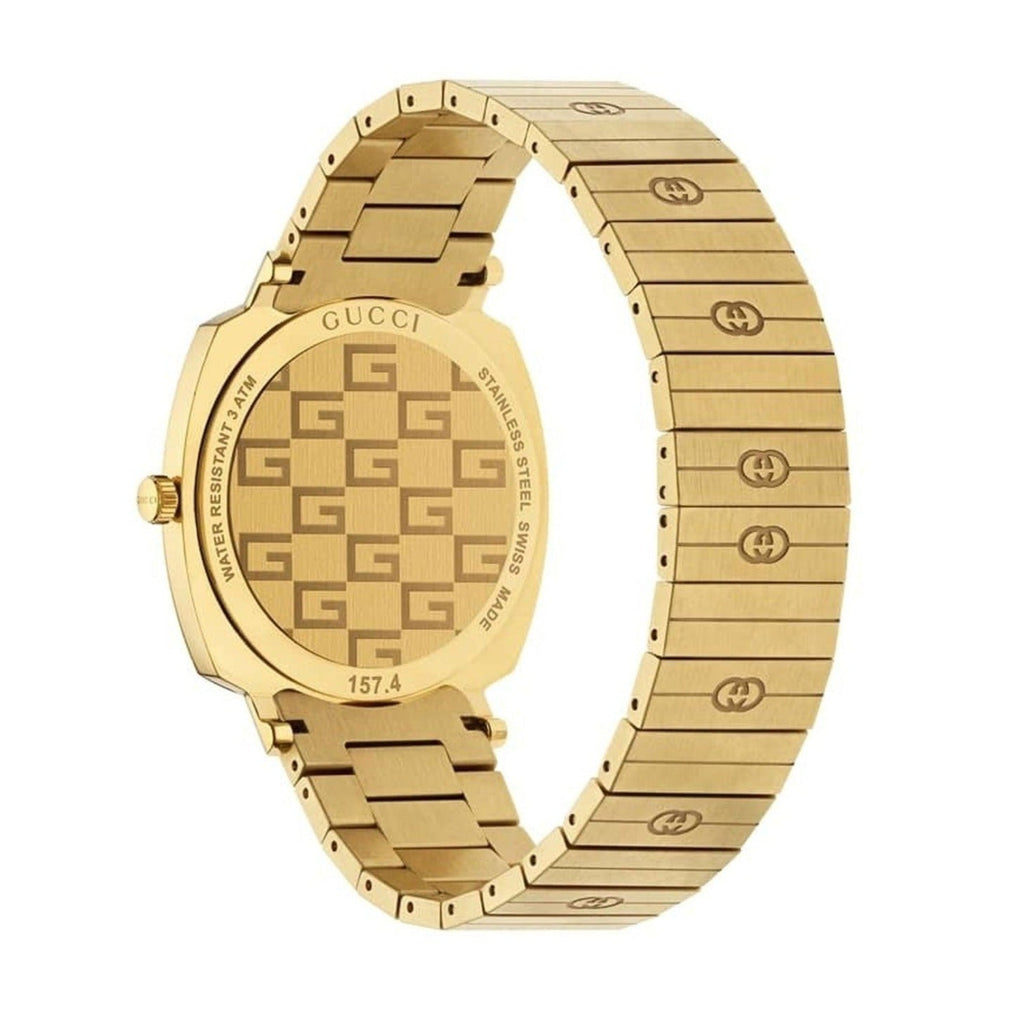 Gucci Grip Quartz Yellow Gold Dial Gold Steel Strap Unisex Watch