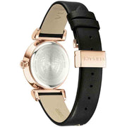 Versace V-Motif Vintage Logo Black Dial Black Leather Strap Watch for Women - VERE00818