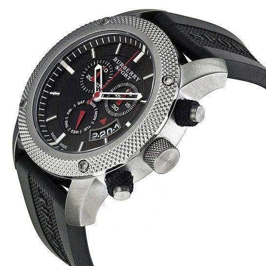 Burberry Endurance Sport Chronograph Black Dial Black Rubber Strap