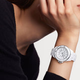 Chanel J12 Quartz Diamonds White Dial White Steel Strap Watch for Women - J12 H5703