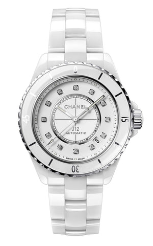 Chanel J12 Quartz Diamonds White Dial White Steel Strap Watch for Women - J12 H5703