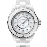 Chanel J12 Diamonds Mother of Pearl White Dial White Steel Strap Watch for Women - J12 H5704