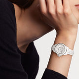 Chanel J12 Diamonds Mother of Pearl White Dial White Steel Strap Watch for Women - J12 H5704