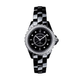 Chanel J12 Diamonds Ceramic Black Dial Black Steel Strap Watch for Women - J12 H3108