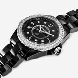 Chanel J12 Diamonds Ceramic Black Dial Black Steel Strap Watch for Women - J12 H2571