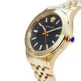 Versace Quartz Black Dial Gold Steel Strap Watch For Men - VEVK01221