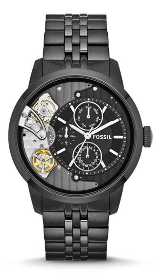 Fossil Townsman Mechanical Black Dial Black Steel Strap Watch for Men -  ME1136