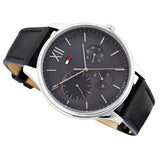 Tommy Hilfiger Damon Multifunction Black Dial Black Leather Strap Watch for Men - 1791417