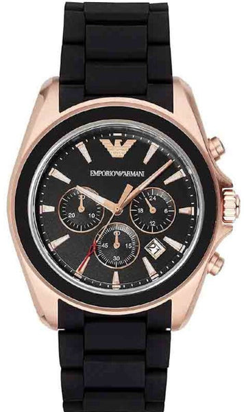 Emporio Armani Sigma Chronograph Black Dial Black SIlicon  display picture 1