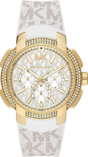 Michael Kors Sydney Quartz White Dial White Leather Strap Watch For Women - MK7221