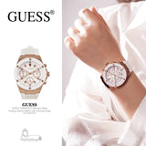 Guess Athena White Dial White Rubber Strap Watch For Women - GW0030L3