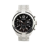 Guess Surge Chronograph Black Dial Silver Steel Strap Watch for Men - W1258G1