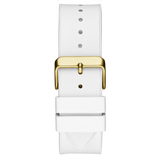 Guess Phoenix Multifunction Gold Dial White Leather Strap Watch for Men - GW0202G6