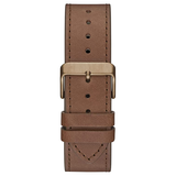 Guess Analog Multifunction White Dial Brown Leather Strap Watch for Men - GW0262G3