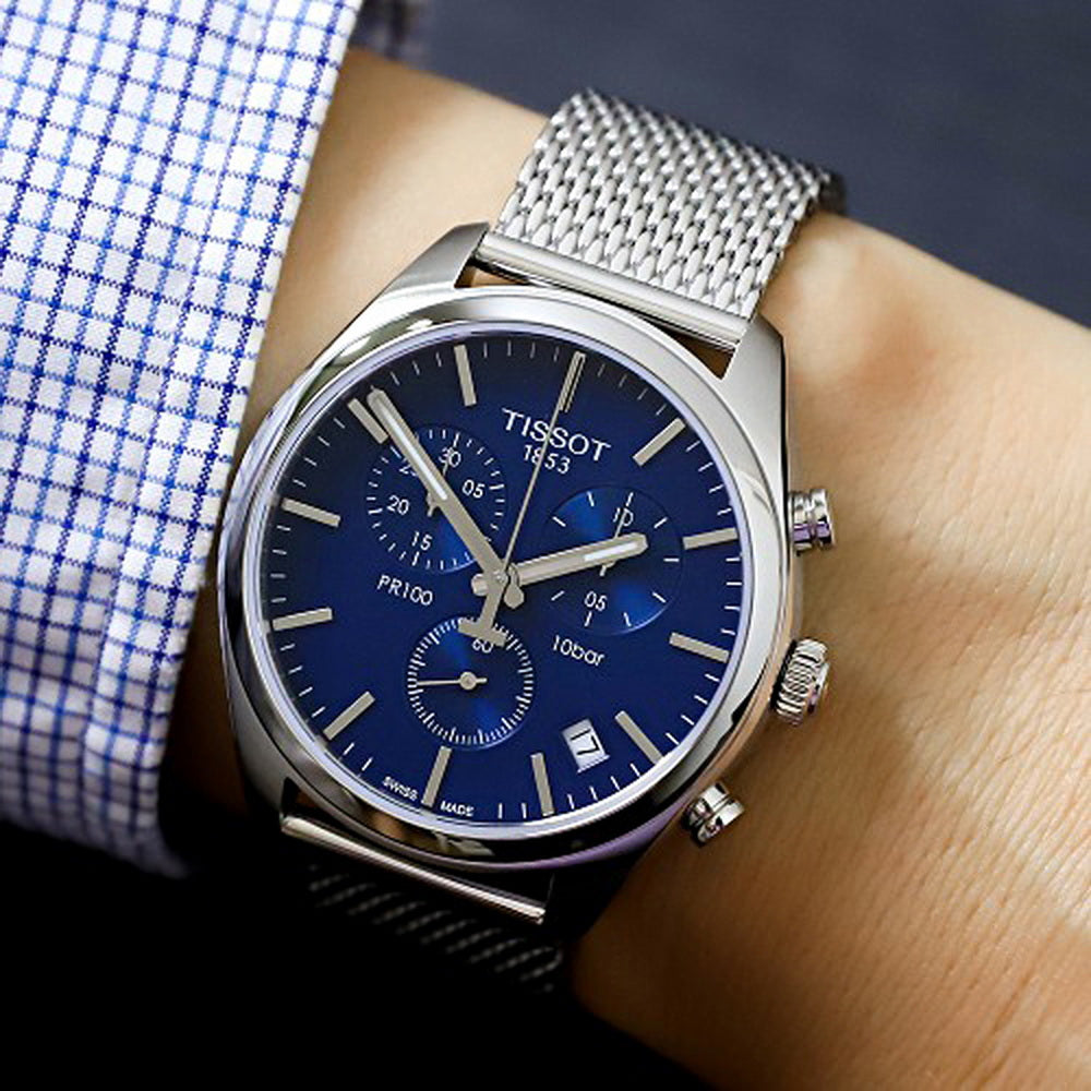 Tissot pr 100 chronograph blue sale