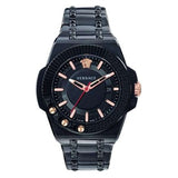 Versace Chain Reaction Quartz Black Dial Black Steel Strap Watch for Men - VEDY00719