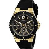 Guess Overdrive Black Dial Black Rubber Strap Watch for Women - W0149L4