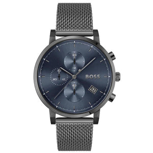 Hugo Boss Skymaster Chronograph Grey Dial Grey Mesh Bracelet Watch for Men  - 1513934