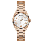 Guess Luna White Dial Rose Gold Steel Strap Watch for Women - GW0308L3