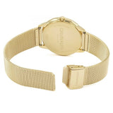 Calvin Klein Minimal Silver Dial Gold Mesh Bracelet Watch for Women - K3M22526